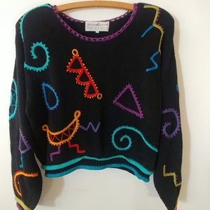 Handcrafted, Embroidered, Cropped Sweater